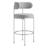 Modway EEI-6521-GRY-SLV Albie Fabric Bar Stools - Set of 2 Gray Silver MDY-EEI-6521-GRY-SLV