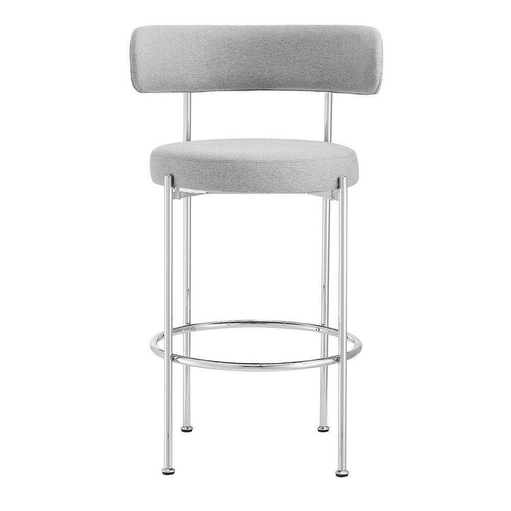 Modway EEI-6521-GRY-SLV Albie Fabric Bar Stools - Set of 2 Gray Silver MDY-EEI-6521-GRY-SLV