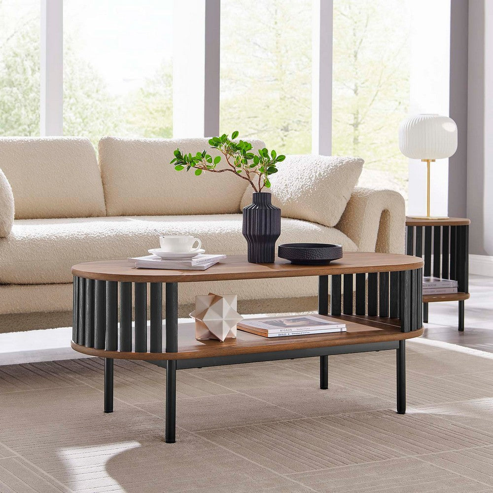 Modway Fortitude Modern Coffee Table Walnut Black MDY-EEI-6525-WAL-BLK