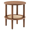 Modway Torus Round Side Table with Rattan Shelf, Walnut