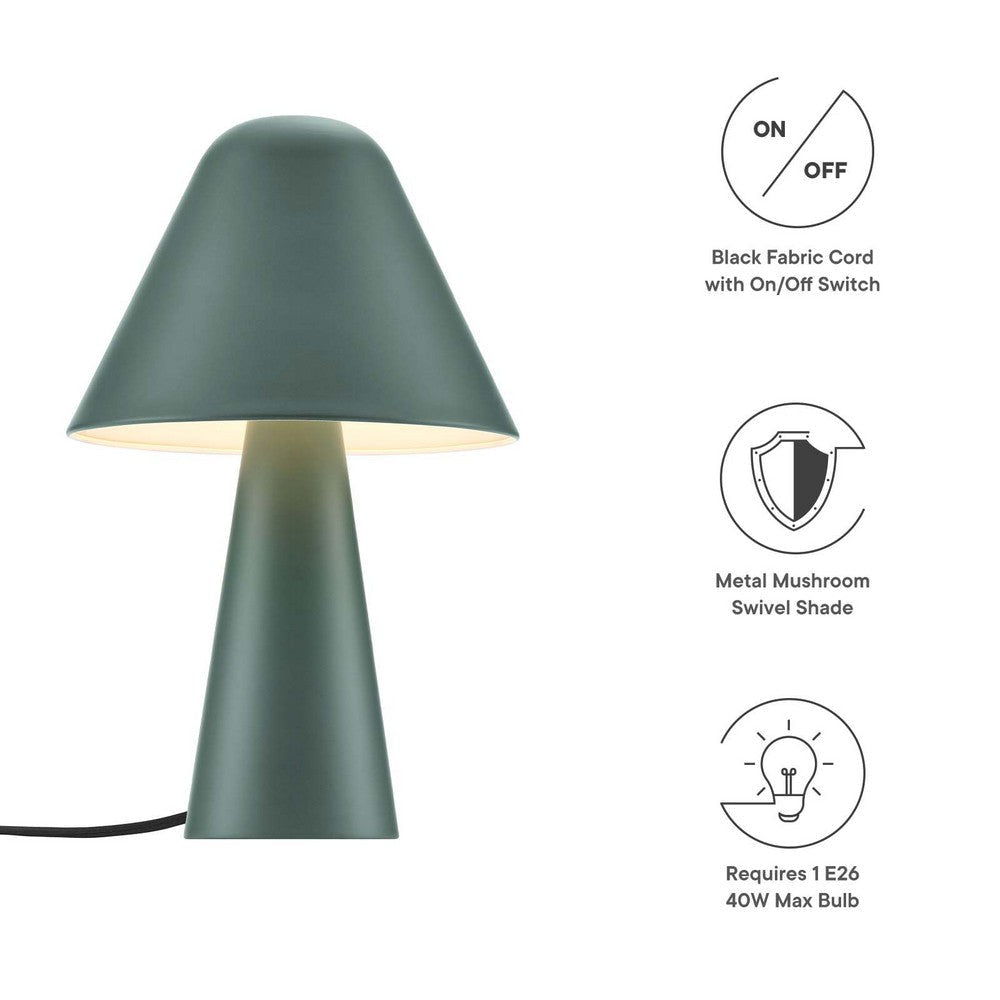 Modway EEI-6529-GRN Jovial Metal Mushroom Table Lamp, Green