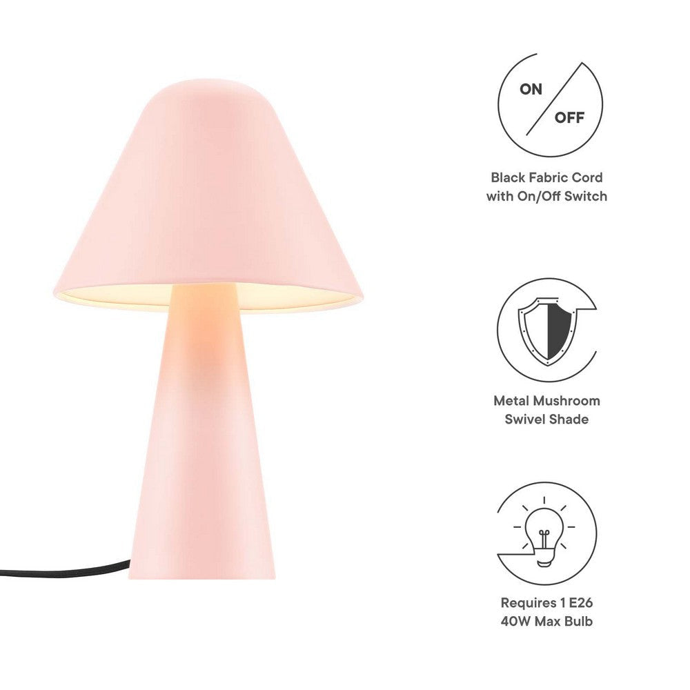 Modway EEI-6529-PNK Jovial Metal Mushroom Table Lamp Pink MDY-EEI-6529-PNK