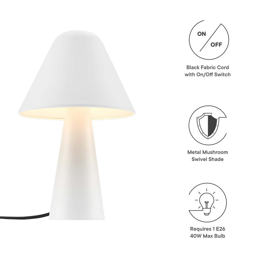 Modway EEI-6529-WHI Jovial Metal Mushroom Table Lamp White MDY-EEI-6529-WHI