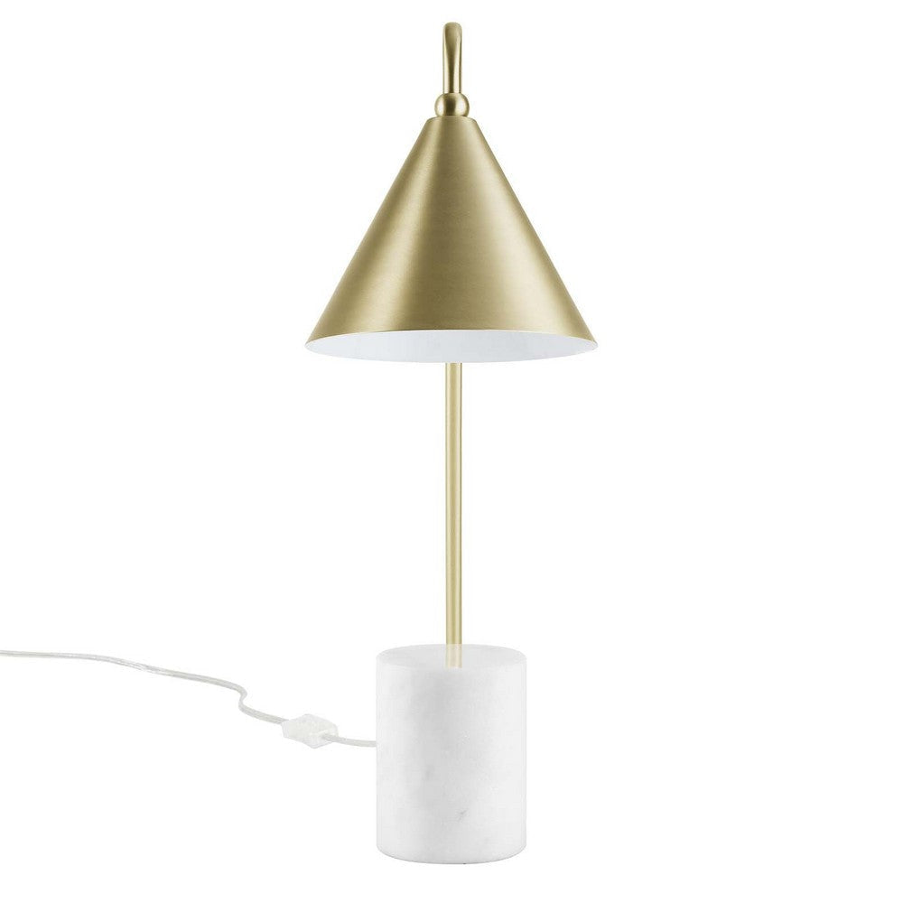 Modway EEI-6530-SBR Ayla Marble Base Table Lamp Satin Brass MDY-EEI-6530-SBR