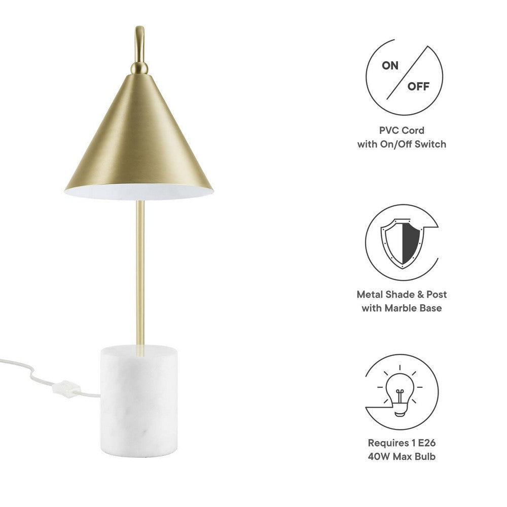 Modway EEI-6530-SBR Ayla Marble Base Table Lamp Satin Brass MDY-EEI-6530-SBR