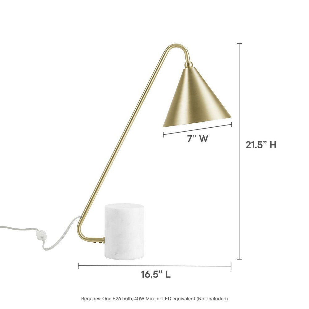 Modway EEI-6530-SBR Ayla Marble Base Table Lamp Satin Brass MDY-EEI-6530-SBR