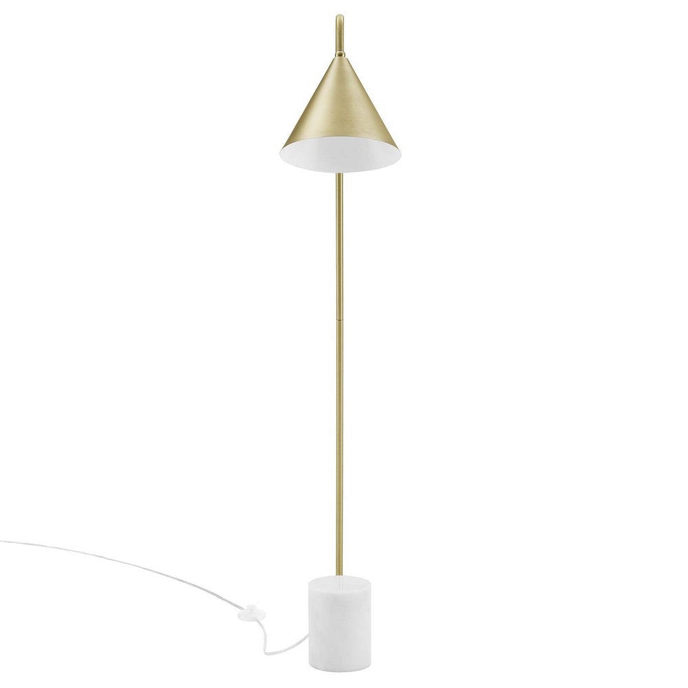 Modway EEI-6531-SBR Ayla Marble Base Floor Lamp Satin Brass MDY-EEI-6531-SBR