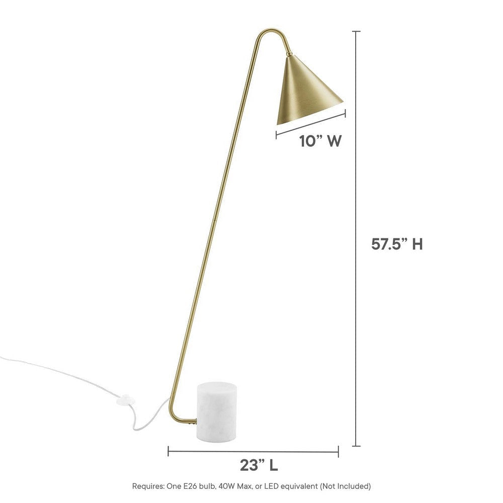 Modway EEI-6531-SBR Ayla Marble Base Floor Lamp Satin Brass MDY-EEI-6531-SBR