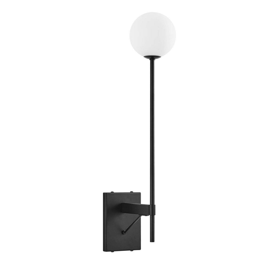 Modway EEI-6533-BLK Riva White Globe Wall Sconce, Black