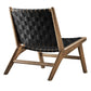 Modway Saoirse Wood Accent Lounge Chair-Woven Leather Seating in Walnut Black MDY-EEI-6542-WAL-BLK