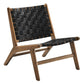 Modway Saoirse Wood Accent Lounge Chair-Woven Leather Seating in Walnut Black