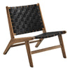 Modway Saoirse Wood Accent Lounge Chair-Woven Leather Seating in Natural Brown