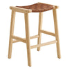 Modway Saoirse Faux Leather Wood Counter Stool - Set of 2 in Natural Brown MDY-EEI-6547-NAT-BRN