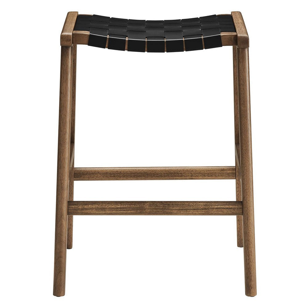 Saoirse Faux Leather Wood Counter Stool - Set of 2 - No Shipping Charges MDY-EEI-6547-WAL-BLK