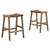 Modway Saoirse Faux Leather Wood Counter Stool - Set of 2 in Walnut Brown