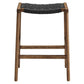 Modway Saoirse Woven Rope Wood Counter Stool - Set of 2 in Walnut Black MDY-EEI-6548-WAL-BLK