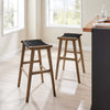 Modway Saoirse Faux Leather Wood Bar Stool - Set of 2 in Walnut Black MDY-EEI-6549-WAL-BLK