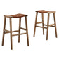 Modway Saoirse Faux Leather Wood Bar Stool - Set of 2 in Walnut Brown