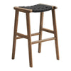 Modway Saoirse Woven Rope Wood Bar Stool - Set of 2 in Walnut Black MDY-EEI-6550-WAL-BLK