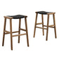 Modway Saoirse Woven Rope Wood Bar Stool - Set of 2 in Walnut Black