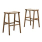 Modway Saoirse Woven Rope Wood Bar Stool - Set of 2 in Walnut Natural