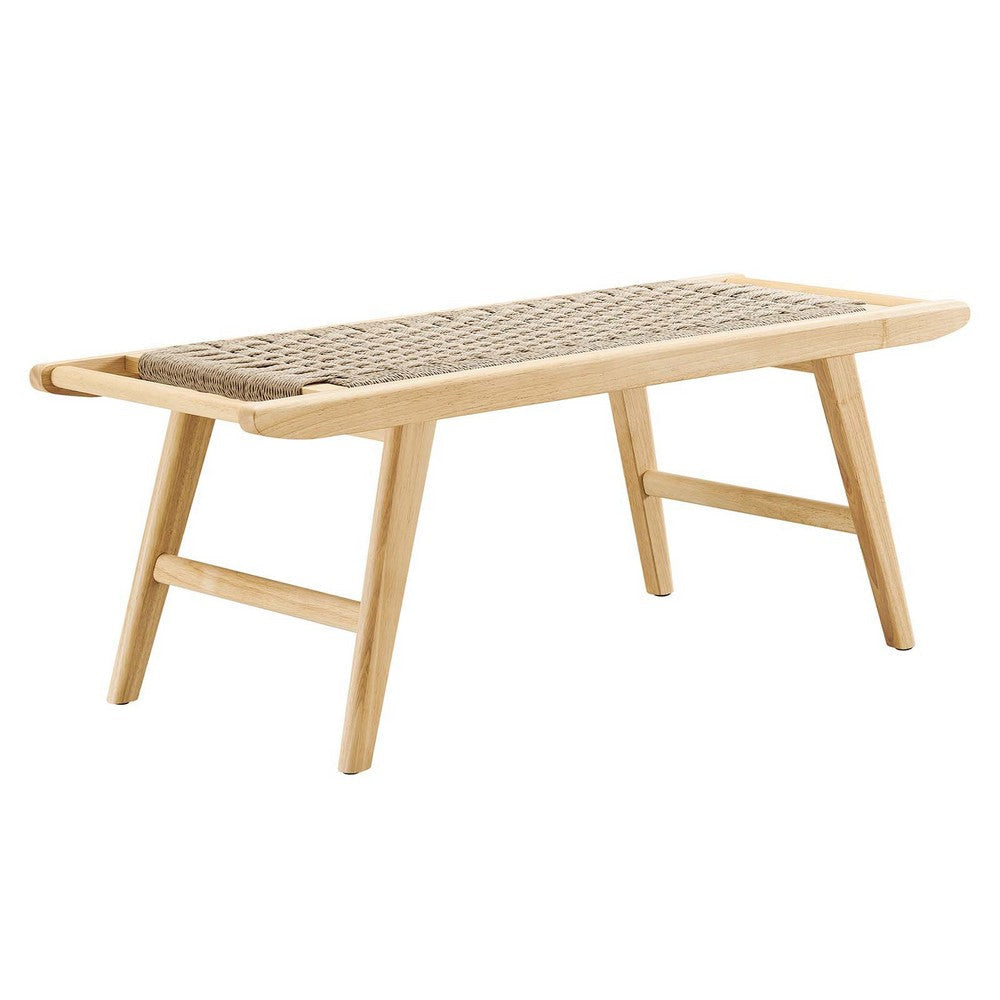 Modway Saoirse 47" Wood Bench-Woven Rope Seating Natural