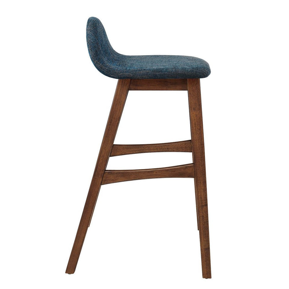 Modway EEI-6553-HEA Juno Wood Bar Stool - Set of 2 Navy Fabric MDY-EEI-6553-HEA