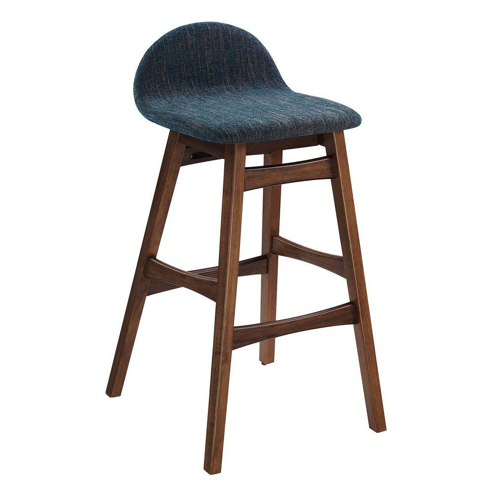 Modway EEI-6553-HEA Juno Wood Bar Stool - Set of 2 Navy Fabric MDY-EEI-6553-HEA