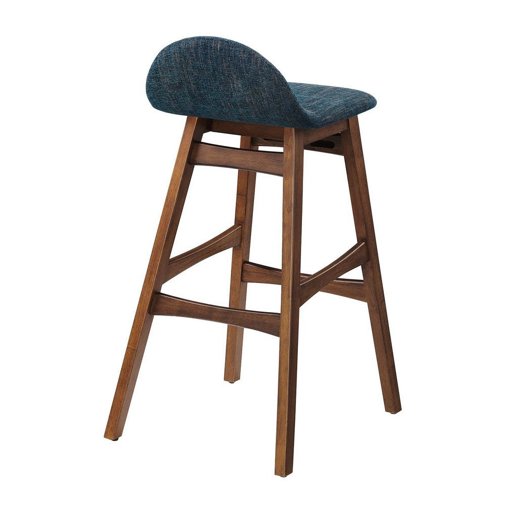 Modway EEI-6553-HEA Juno Wood Bar Stool - Set of 2 Navy Fabric MDY-EEI-6553-HEA