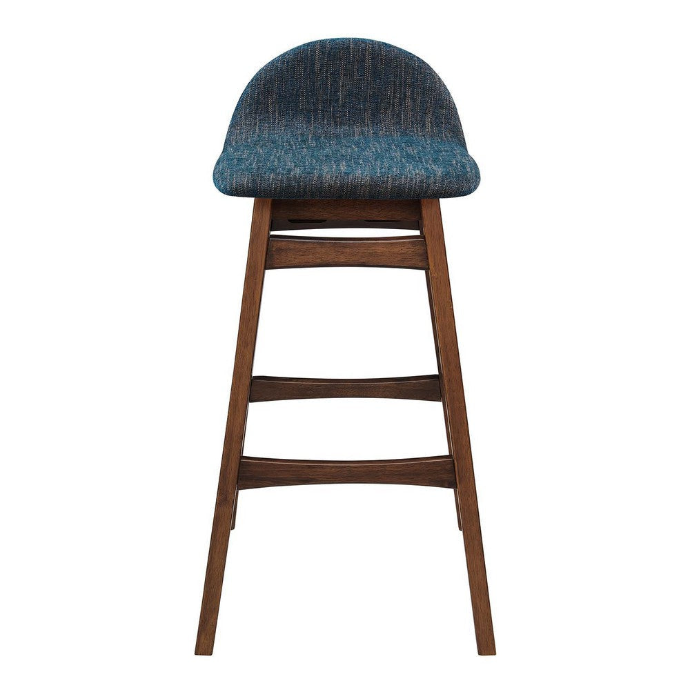 Modway EEI-6553-HEA Juno Wood Bar Stool - Set of 2 Navy Fabric MDY-EEI-6553-HEA