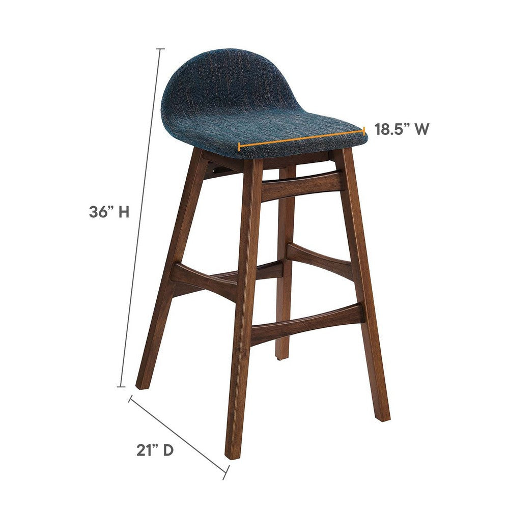 Modway EEI-6553-HEA Juno Wood Bar Stool - Set of 2 Navy Fabric MDY-EEI-6553-HEA