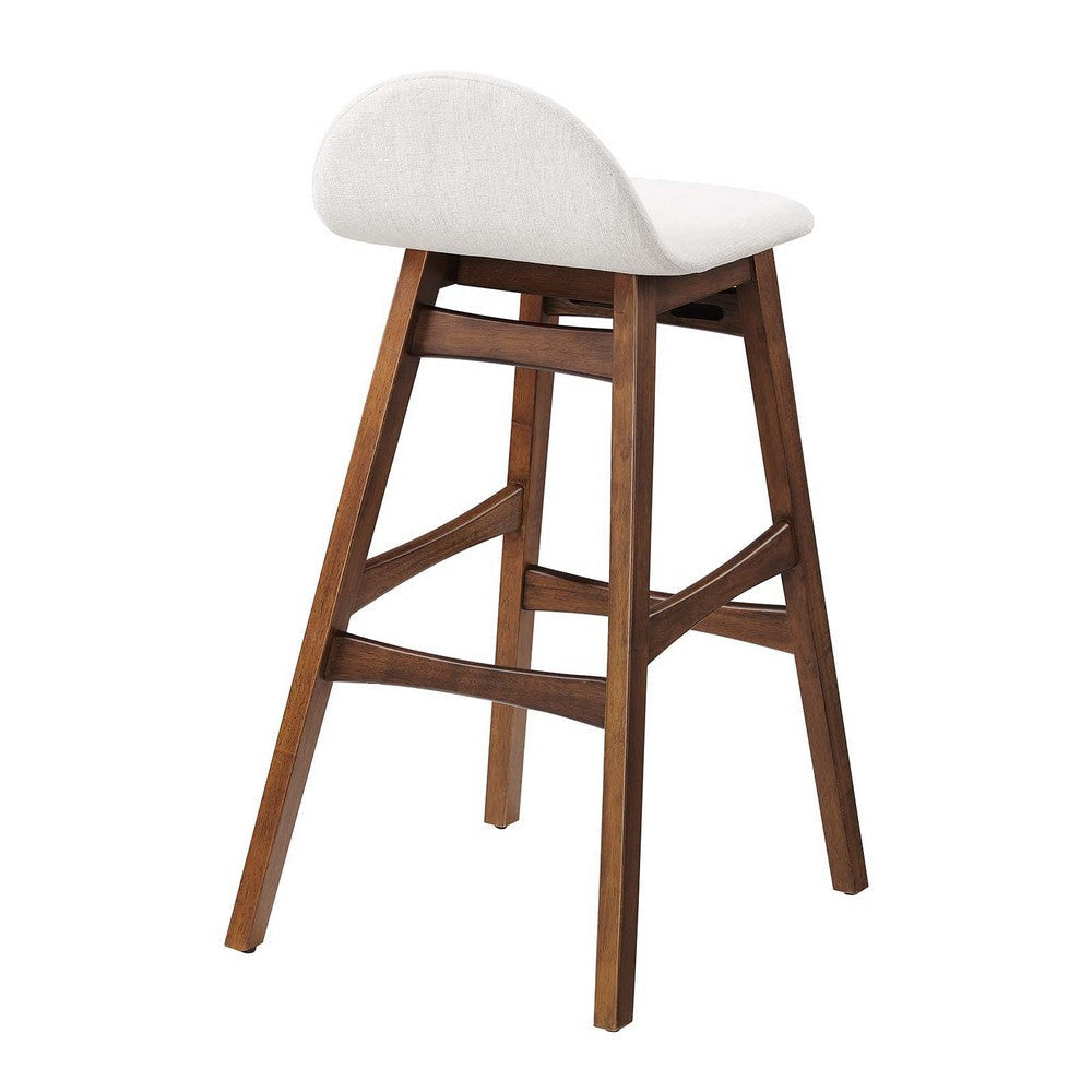 Modway EEI-6553-HEI Juno Wood Bar Stool - Set of 2 Ivory Fabric MDY-EEI-6553-HEI