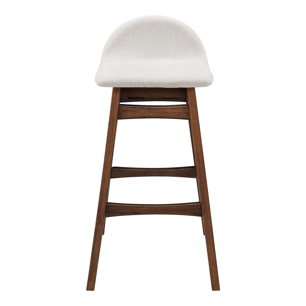 Modway EEI-6553-HEI Juno Wood Bar Stool - Set of 2 Ivory Fabric MDY-EEI-6553-HEI