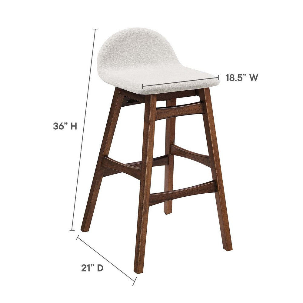 Modway EEI-6553-HEI Juno Wood Bar Stool - Set of 2 Ivory Fabric MDY-EEI-6553-HEI