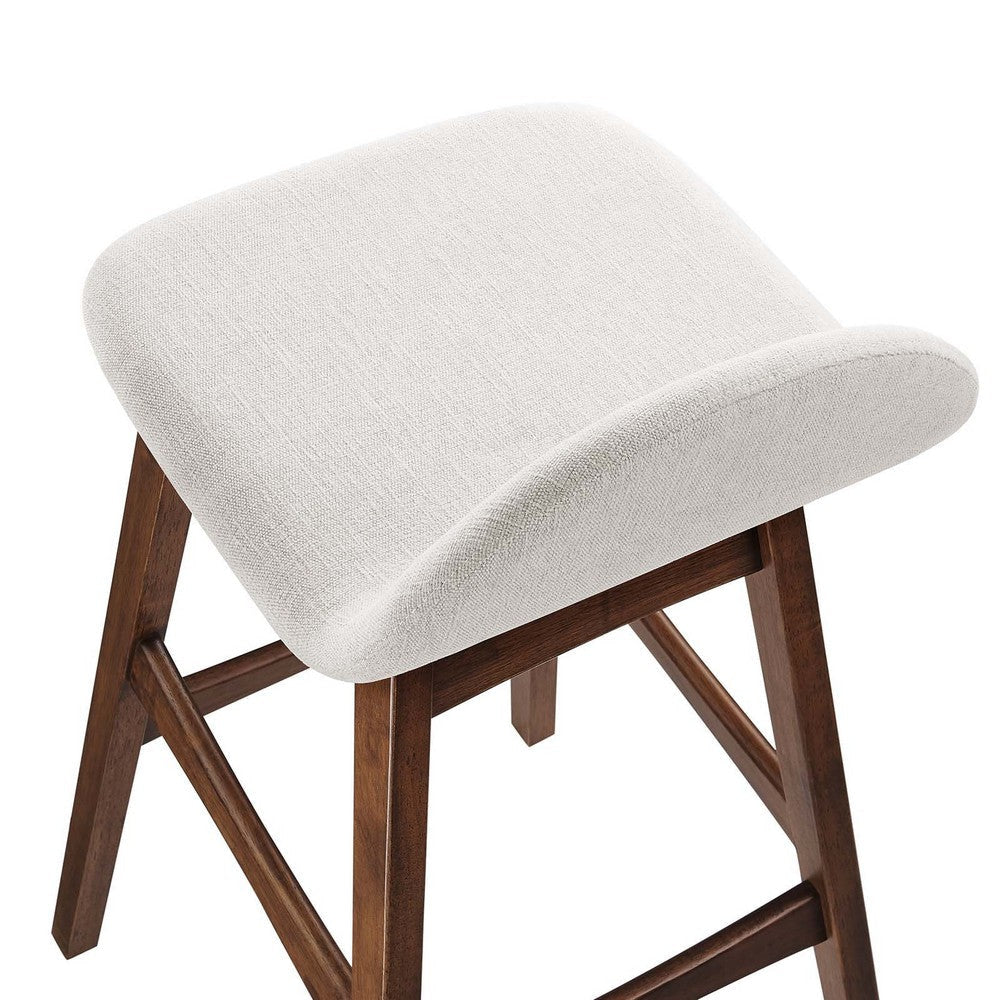 Modway EEI-6553-HEI Juno Wood Bar Stool - Set of 2 Ivory Fabric MDY-EEI-6553-HEI