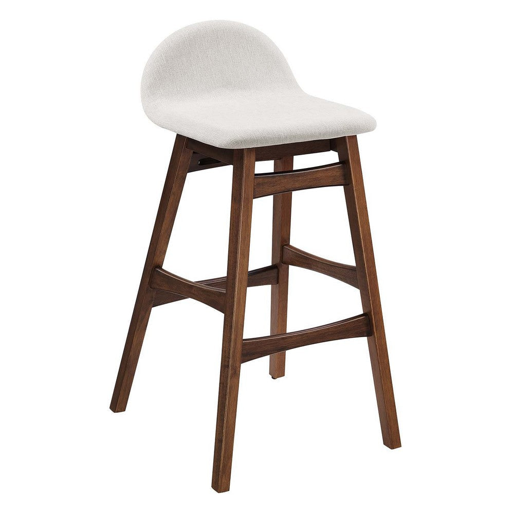 Modway EEI-6553-HEI Juno Wood Bar Stool - Set of 2, Ivory Fabric