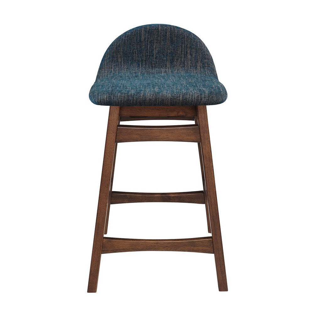 Modway EEI-6555-HEA Juno Wood Counter Stool - Set of 2 Navy Fabric MDY-EEI-6555-HEA