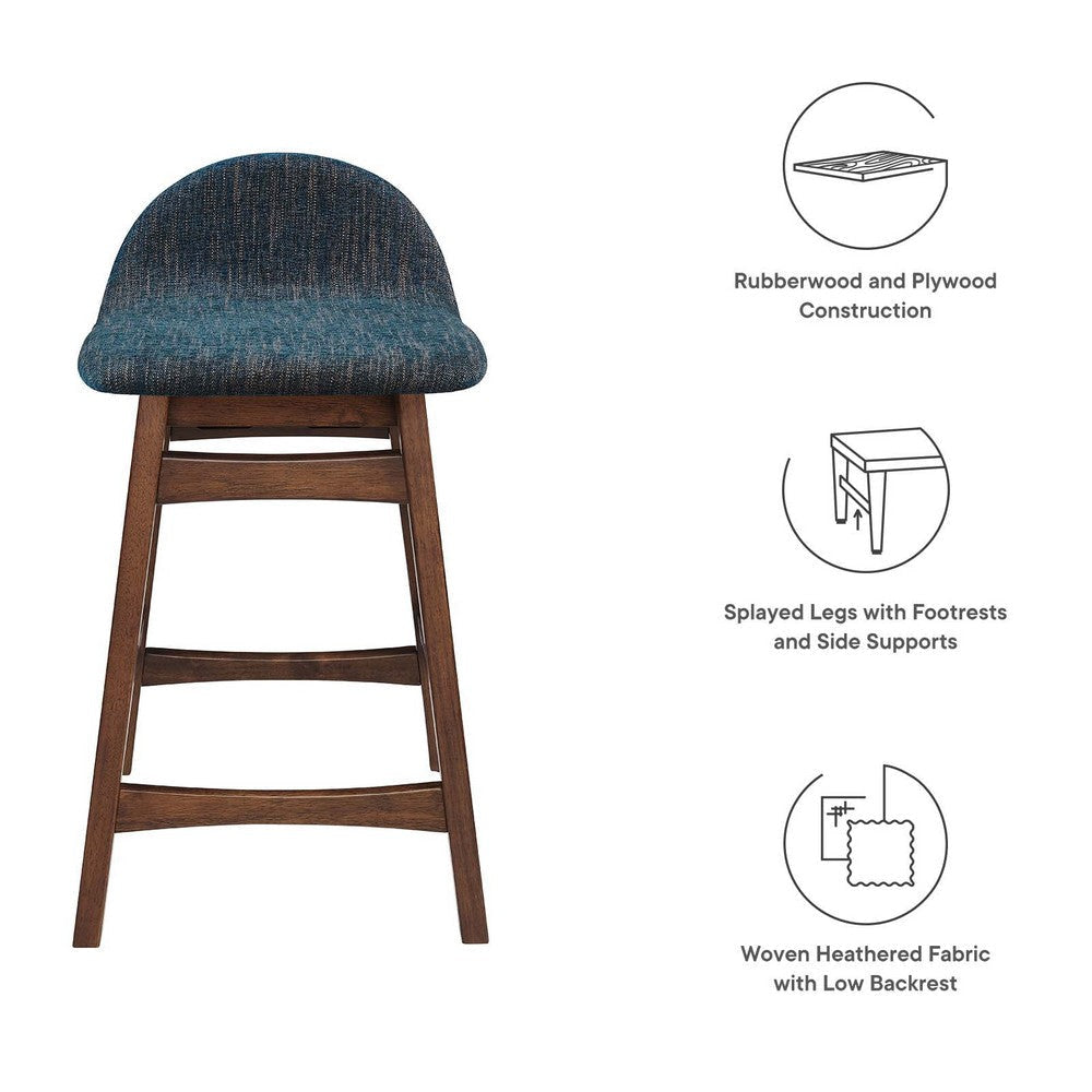 Modway EEI-6555-HEA Juno Wood Counter Stool - Set of 2 Navy Fabric MDY-EEI-6555-HEA