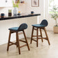 Modway EEI-6555-HEA Juno Wood Counter Stool - Set of 2 Navy Fabric MDY-EEI-6555-HEA