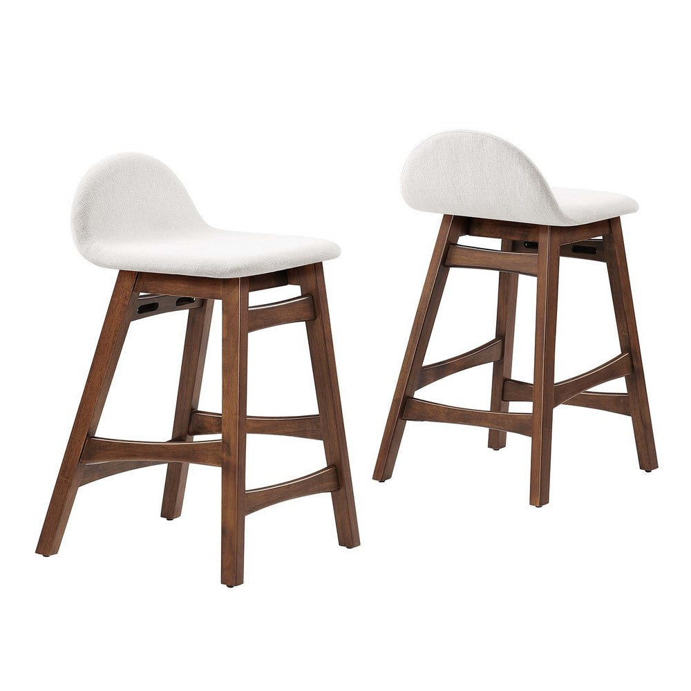 Modway EEI-6555-HEI Juno Wood Counter Stool - Set of 2 Ivory Fabric MDY-EEI-6555-HEI