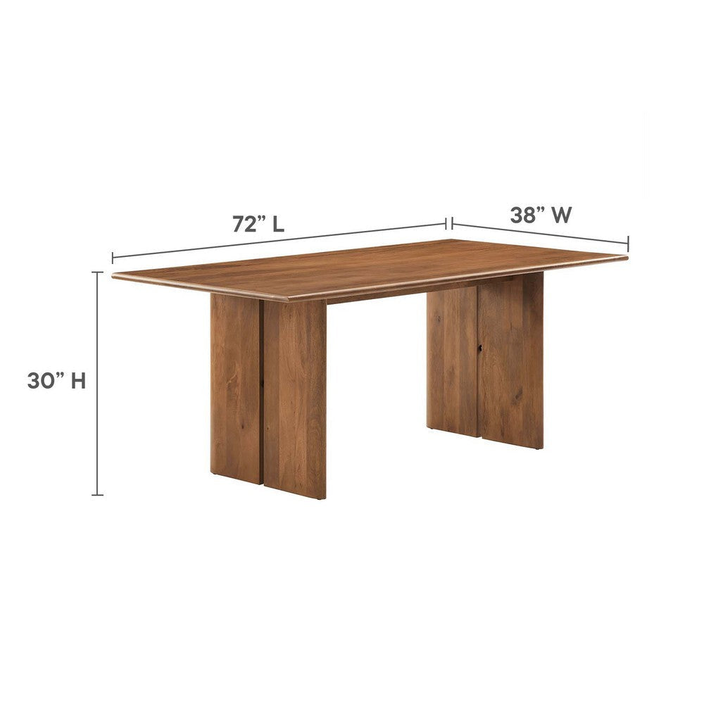 Modway Amistad Solid Wood Modern Farmhouse Rectangular Walnut 72’’ Dining Table and Bench Set MDY-EEI-6559-WAL