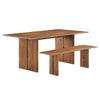 Modway Amistad Solid Wood Modern Farmhouse Rectangular Walnut, 72" Dining Table and Bench Set