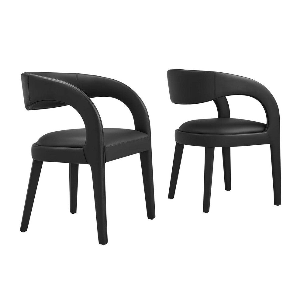 Modway EEI-6561-BLK Pinnacle Vegan Leather Dining Chair Set of Two, Black