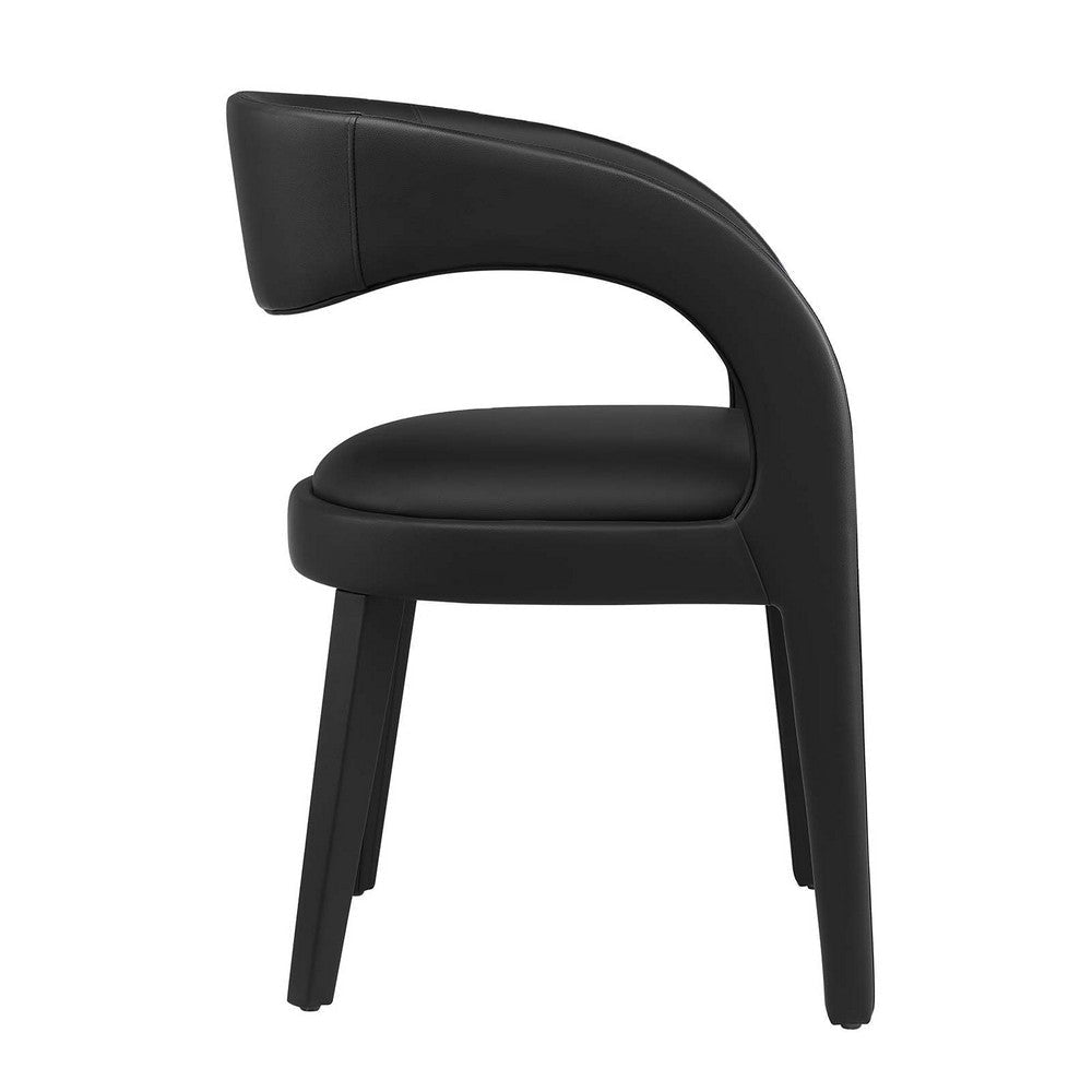 Modway EEI-6561-BLK Pinnacle Vegan Leather Dining Chair Set of Two Black MDY-EEI-6561-BLK