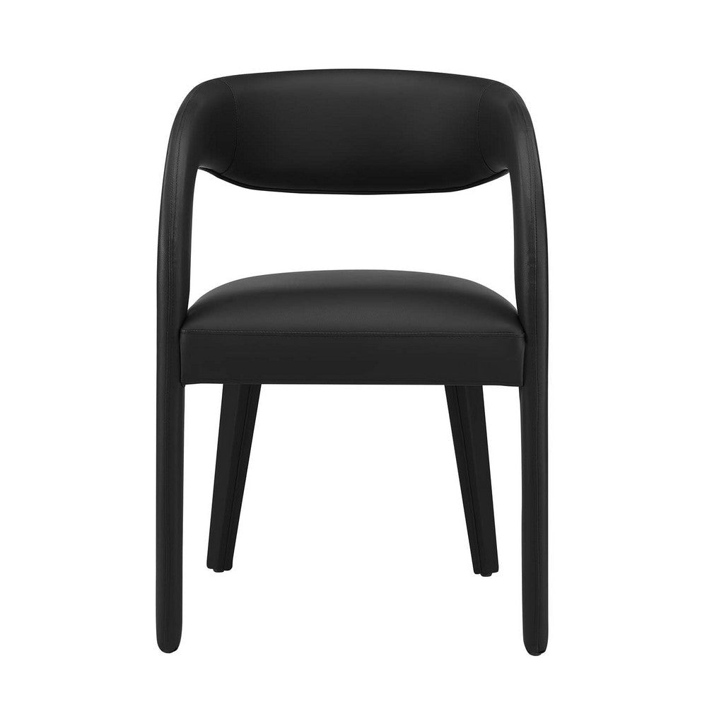 Modway EEI-6561-BLK Pinnacle Vegan Leather Dining Chair Set of Two Black MDY-EEI-6561-BLK