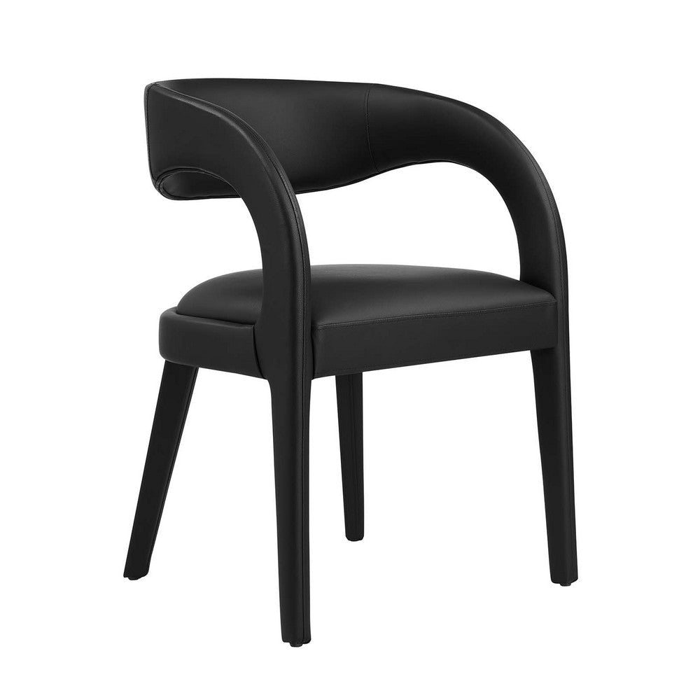 Modway EEI-6561-BLK Pinnacle Vegan Leather Dining Chair Set of Two Black MDY-EEI-6561-BLK