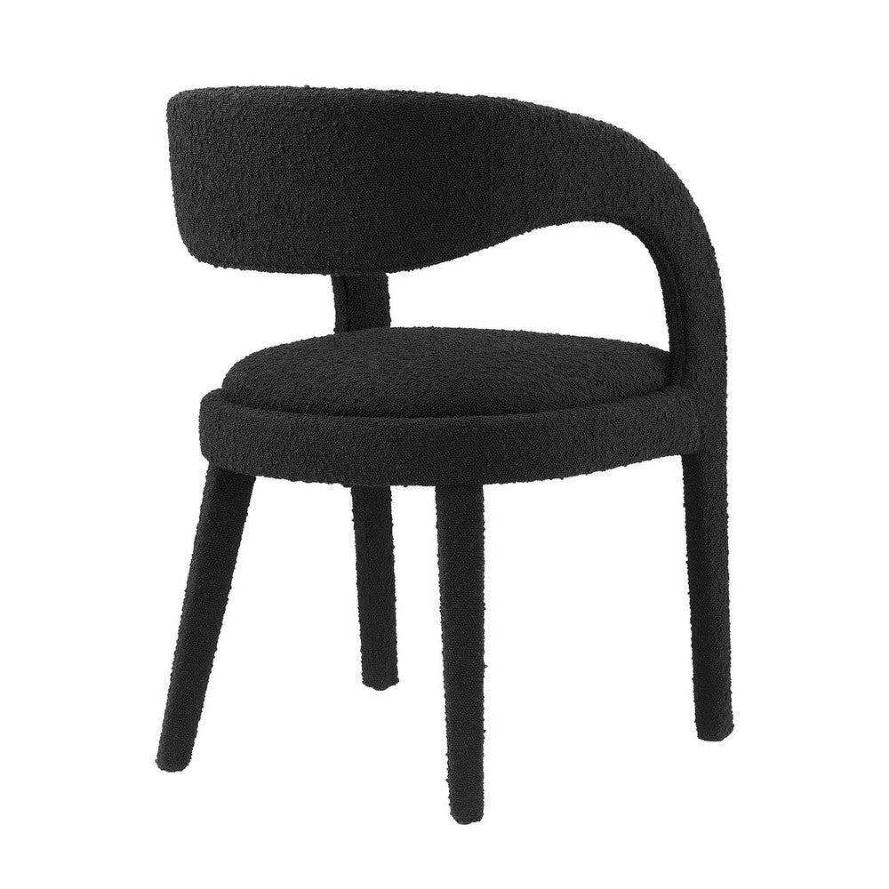 Modway EEI-6562-BLK Pinnacle Boucle Upholstered Dining Chair Set of Two Black MDY-EEI-6562-BLK