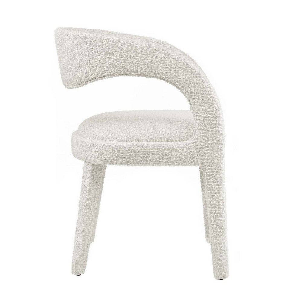 Modway EEI-6562-IVO Pinnacle Boucle Upholstered Dining Chair Set of Two Ivory MDY-EEI-6562-IVO