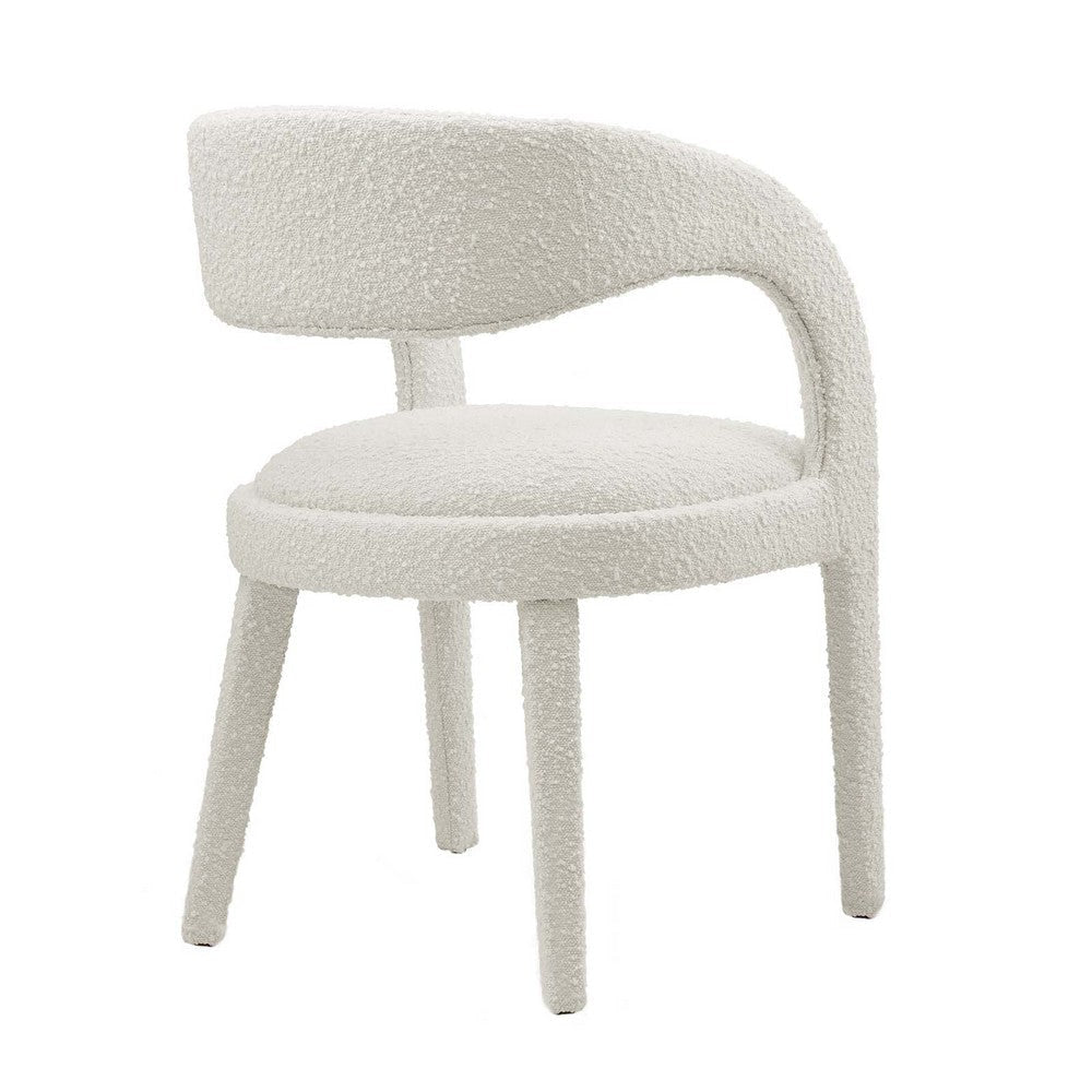 Modway EEI-6562-IVO Pinnacle Boucle Upholstered Dining Chair Set of Two Ivory MDY-EEI-6562-IVO