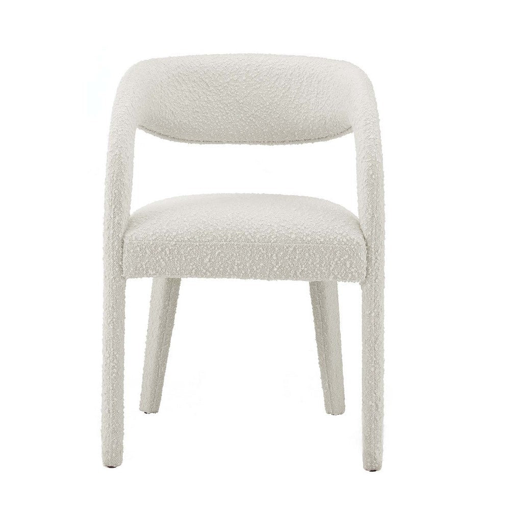 Modway EEI-6562-IVO Pinnacle Boucle Upholstered Dining Chair Set of Two Ivory MDY-EEI-6562-IVO